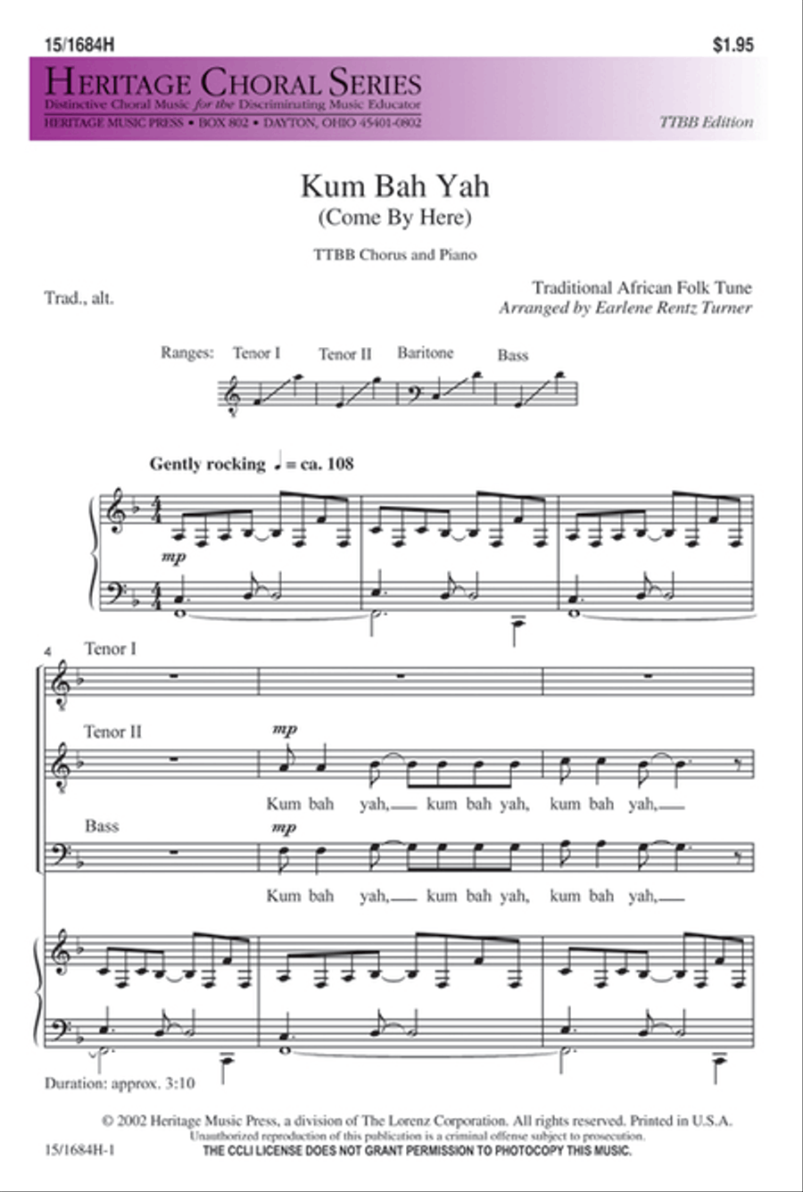 Kum Bah Yah Kum Bah Yah TTBB scores gallery preview page 1