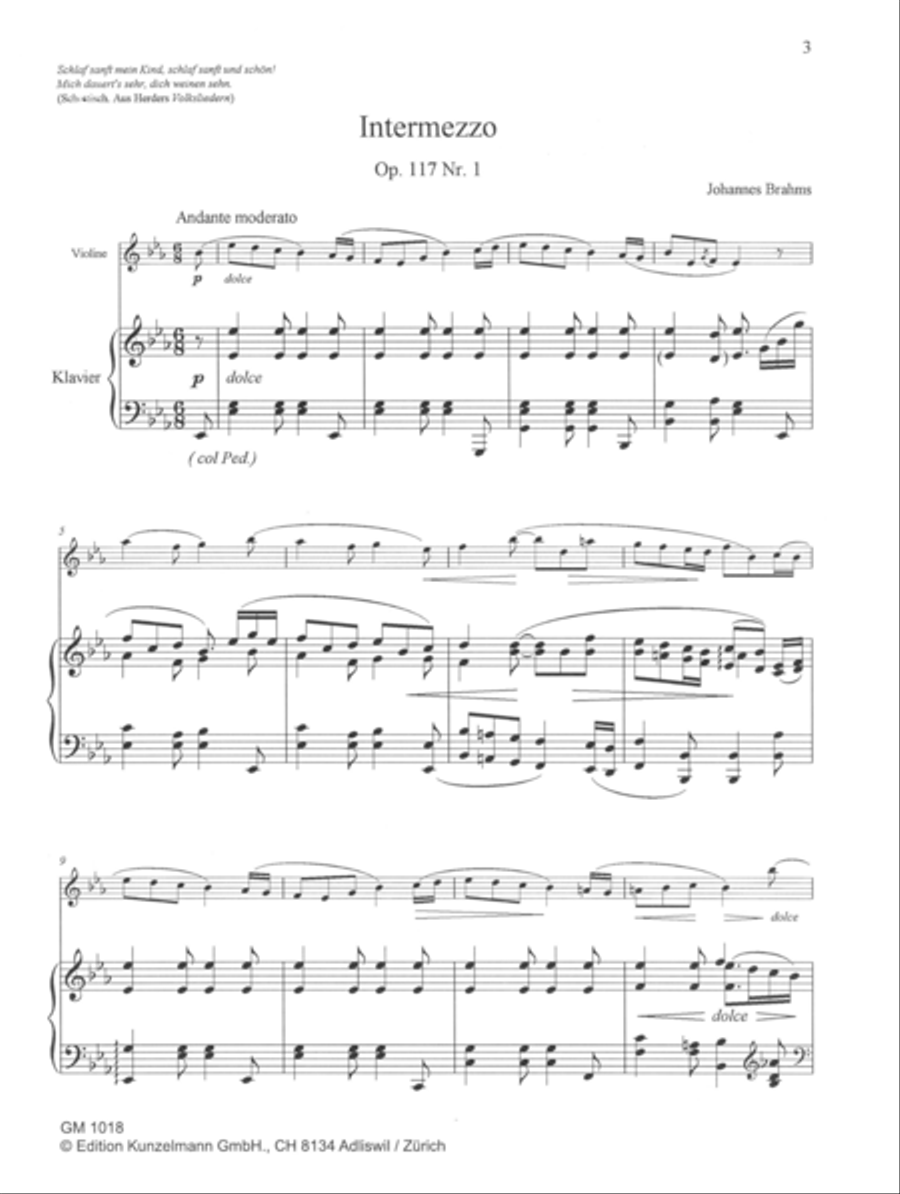 Intermezzo Op. 117/1 Violin Solo scores gallery preview page 2