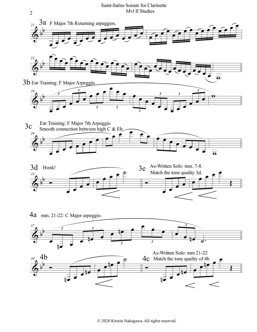 Saint-Saens Clarinet Sonata Movement II Studies Clarinet Solo scores gallery preview page 2