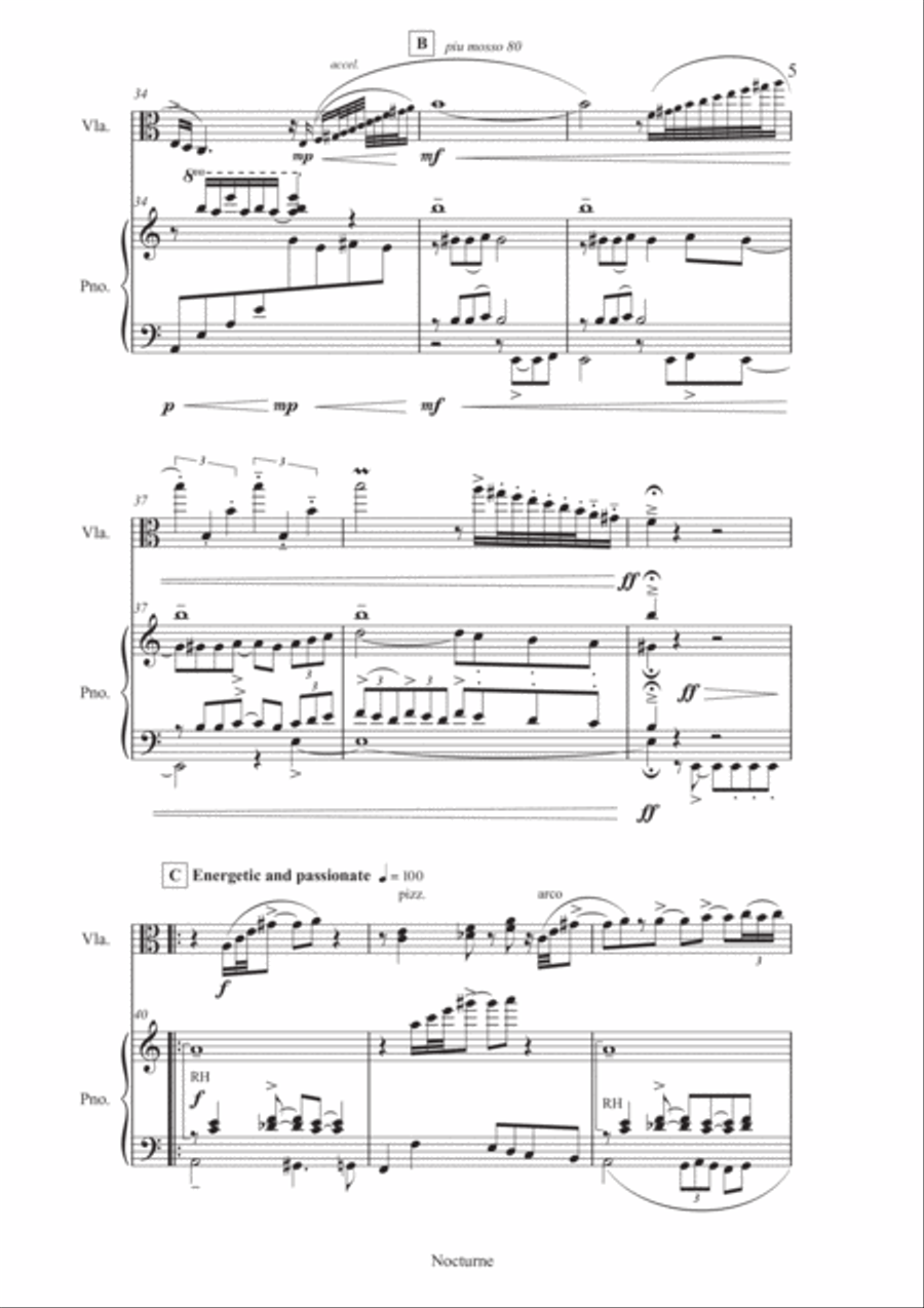Nocturne for Viola and Piano Piano scores gallery preview page 5