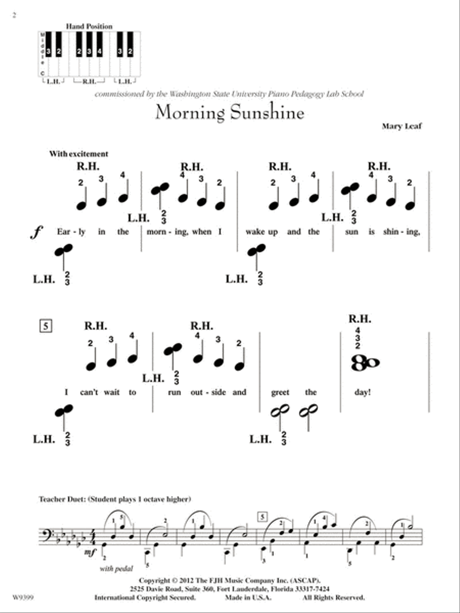 Morning Sunshine Easy Piano scores gallery preview page 3