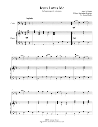 Jesus Loves Me - for beginning cello with optional piano accompaniment