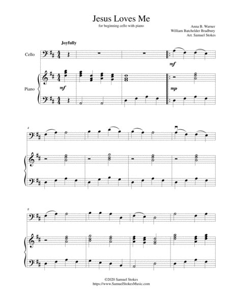 Jesus Loves Me - for beginning cello with optional piano accompaniment image number null