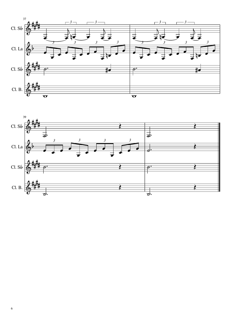 Rachmaninov Piano Concerto No. 2. Arragement of 2nd Movement for Clarinet Quartet Woodwind Quartet scores gallery preview page 6