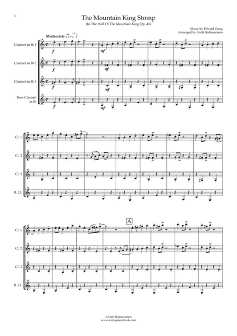 The Mountain King Stomp (In The Hall Of The Mountain King) - Clarinet Quartet Clarinet Quartet scores gallery preview page 2