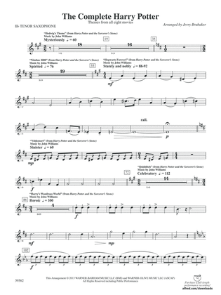 The Complete Harry Potter: B-flat Tenor Saxophone