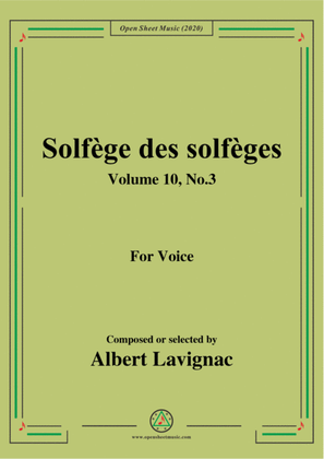Book cover for Lavignac-Solfège des solfèges,Volume 10,No.3,for Voice