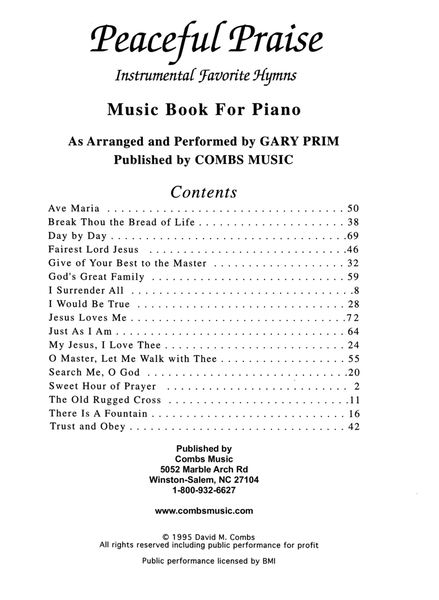 Peaceful Praise - Instrumental Favorite Hymns - Music Book for Piano image number null