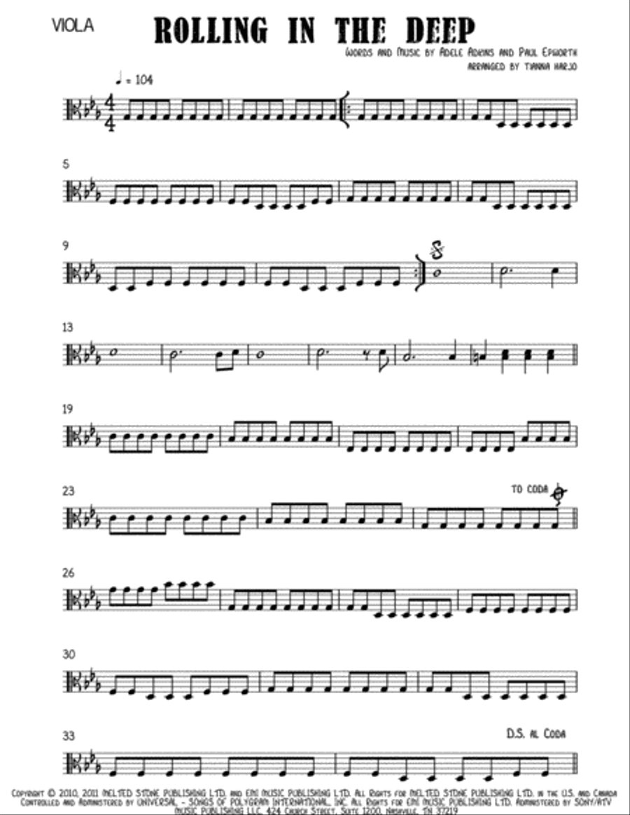 Rolling In The Deep String Quartet scores gallery preview page 1