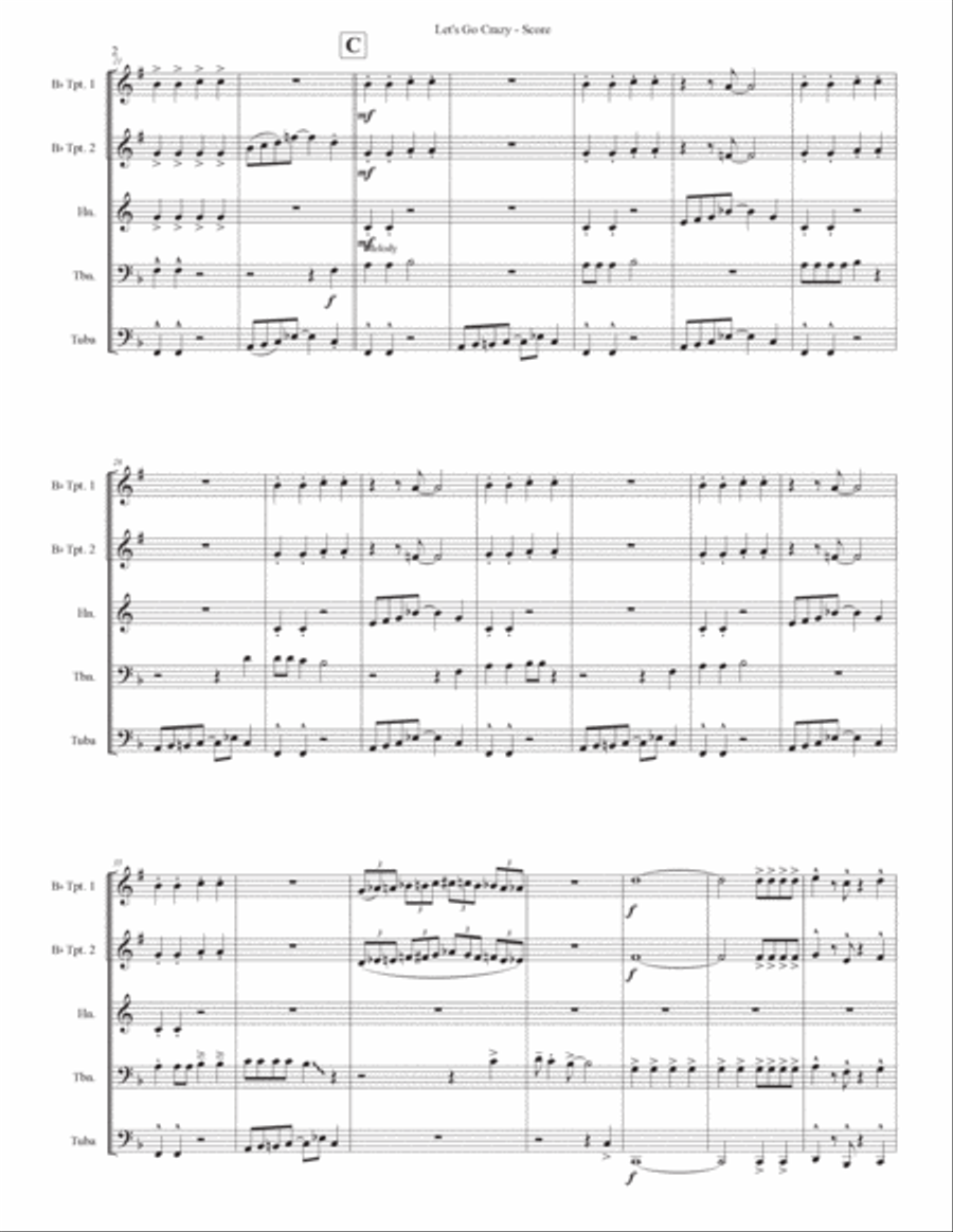 Let's Go Crazy Brass Ensemble scores gallery preview page 2
