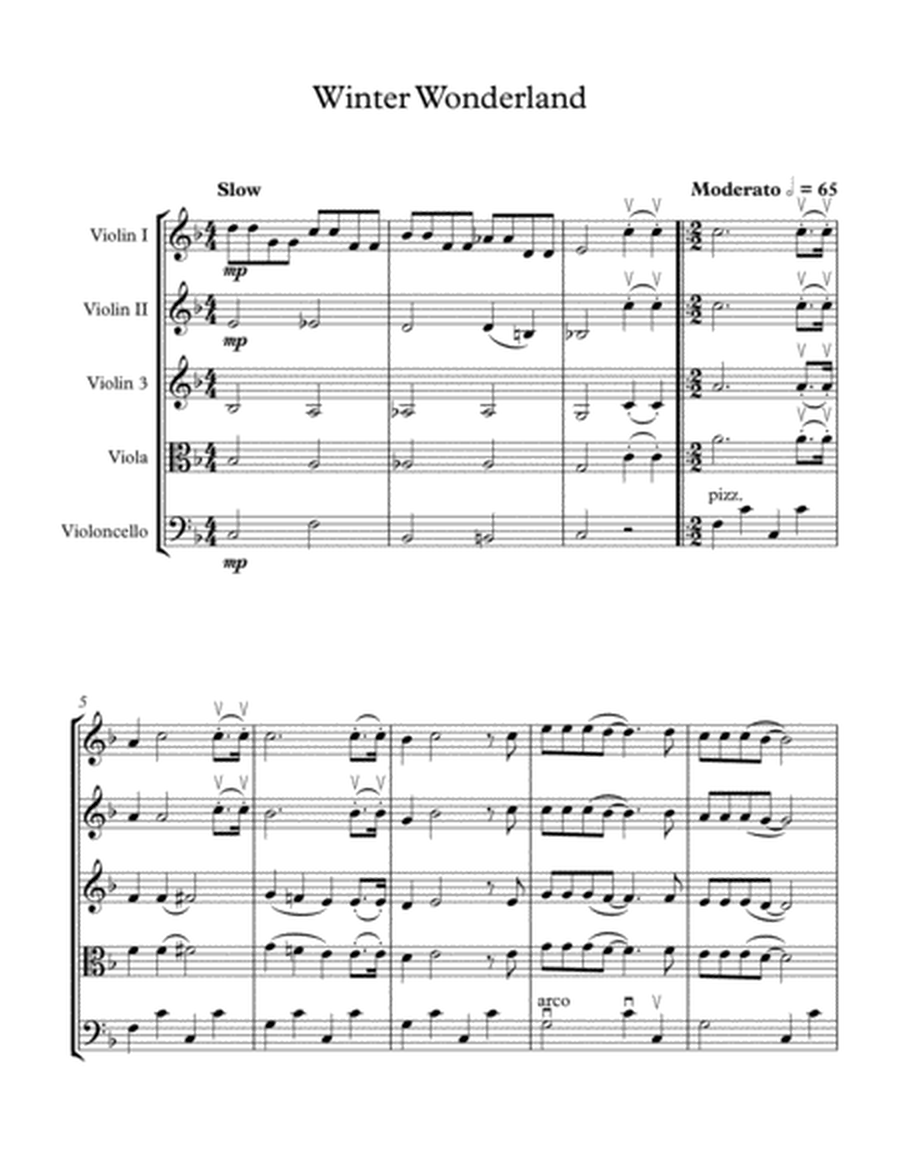 Winter Wonderland String Orchestra(Quartet) Score and Parts image number null