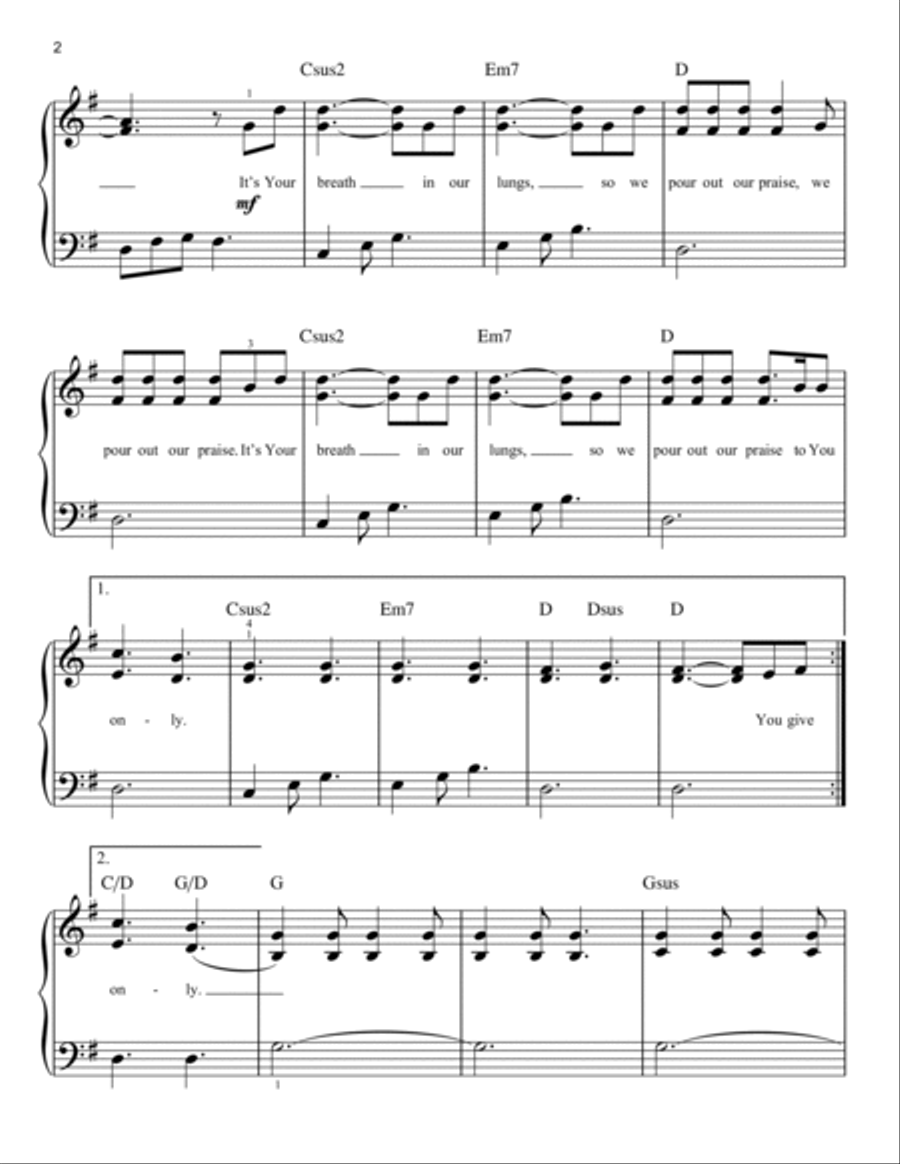 Great Are You Lord Easy Piano scores gallery preview page 2