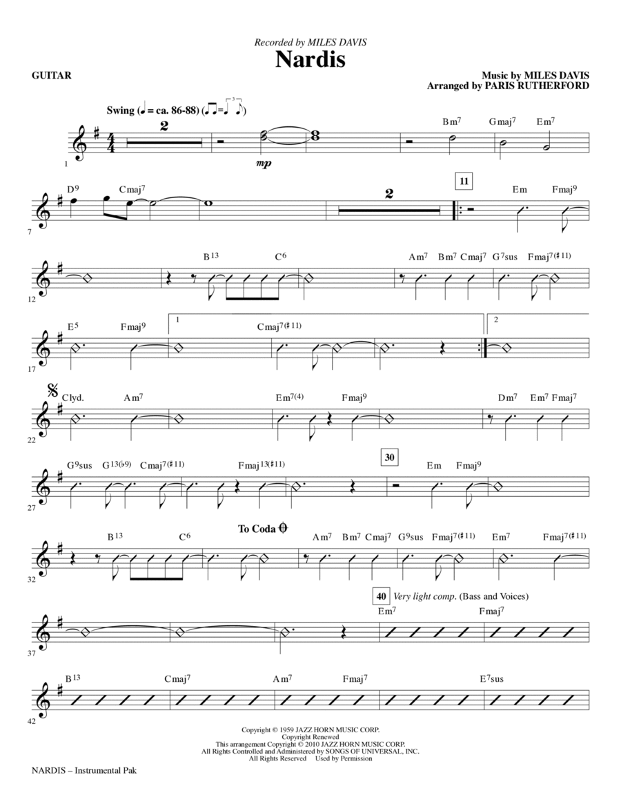 Nardis - Guitar Nardis - Guitar Choir scores gallery preview page 1