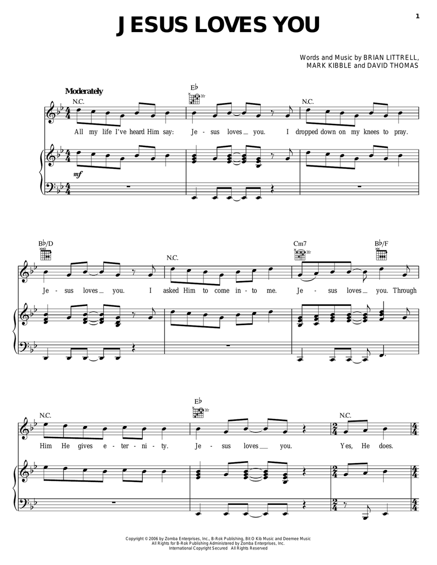 Jesus Loves You Jesus Loves You Piano, Vocal, Guitar scores gallery preview page 1