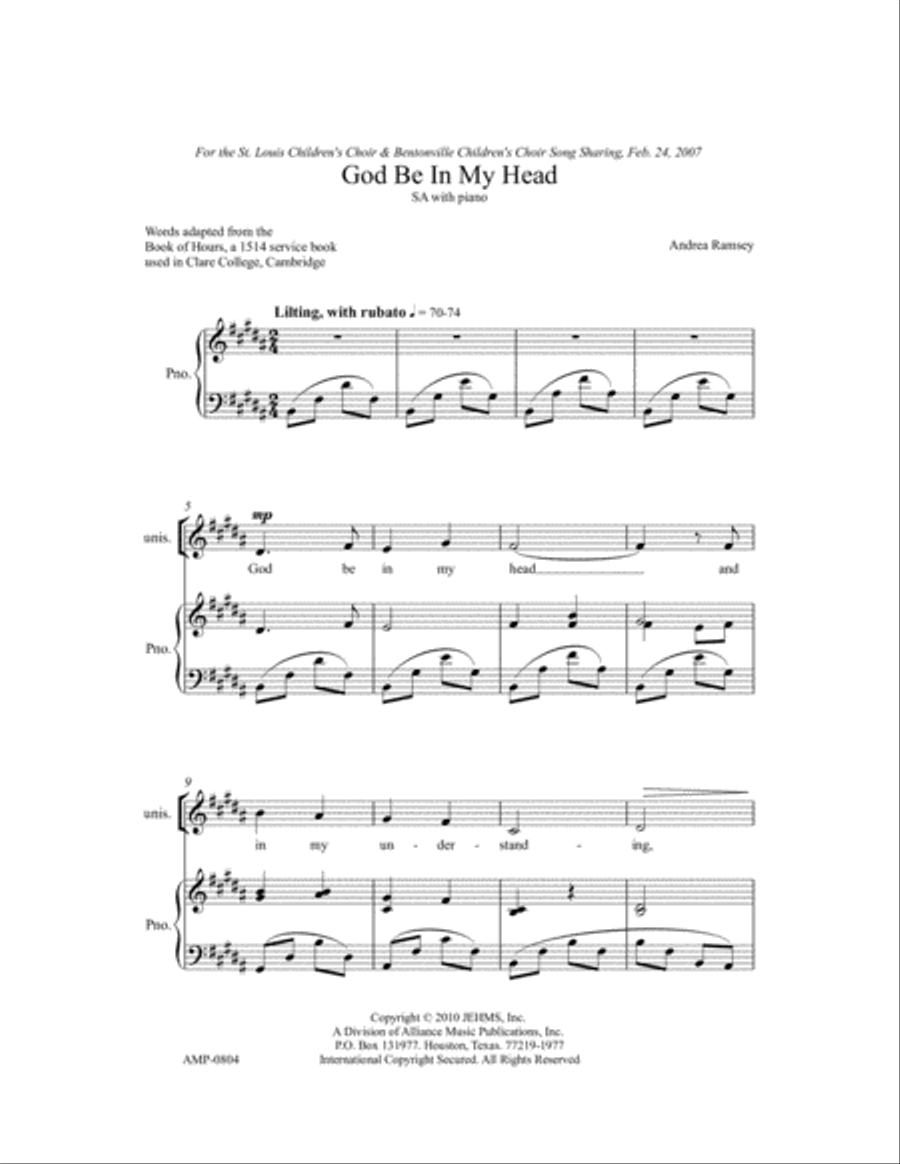 God Be In My Head SA scores gallery preview page 5