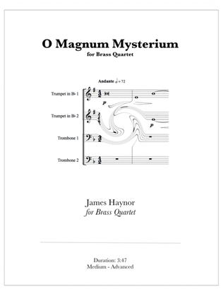 Book cover for O Magnum Mysterium for Brass Quartet