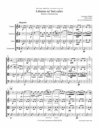 Libiamo ne lieti calici - Brindisi from La Traviata - String Quartet