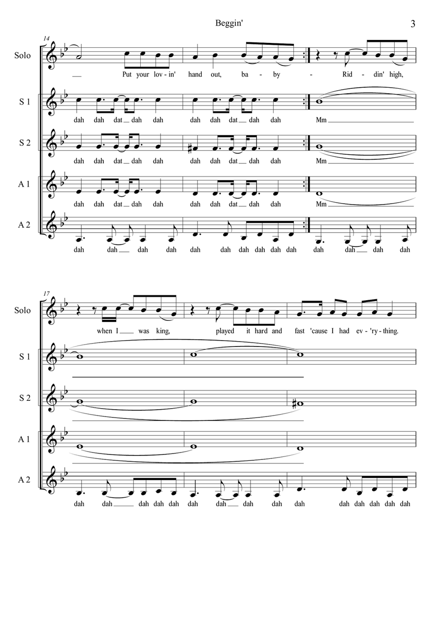 Beggin' A Cappella scores gallery preview page 3