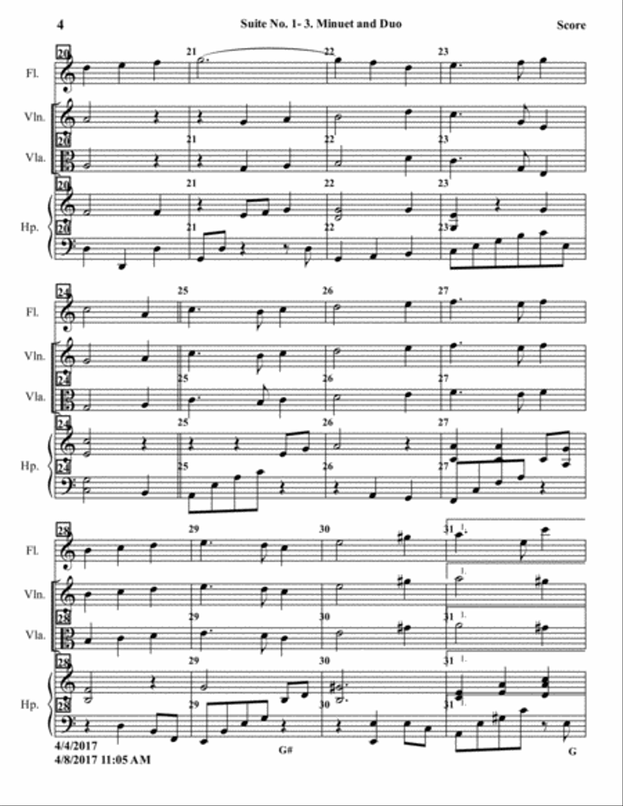 Suite No. 1 for Flute, Violx and Harp - Minuet and Duo image number null