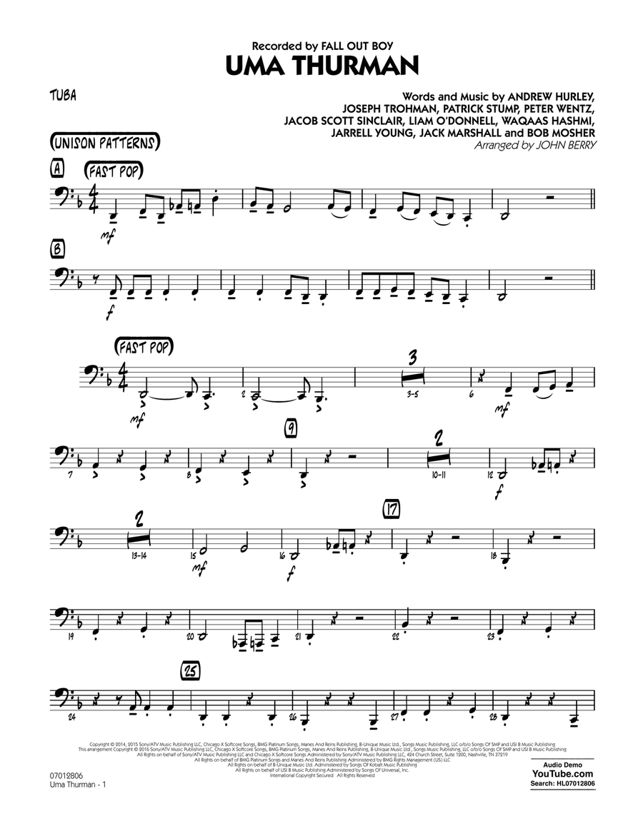 Uma Thurman - Tuba Jazz Ensemble scores gallery preview page 1