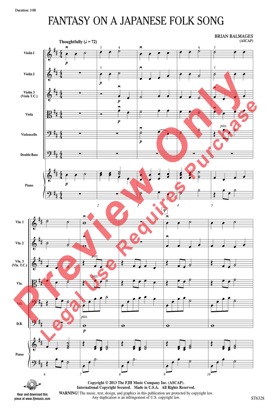 Fantasy on a Japanese Folk Song String Orchestra scores gallery preview page 3