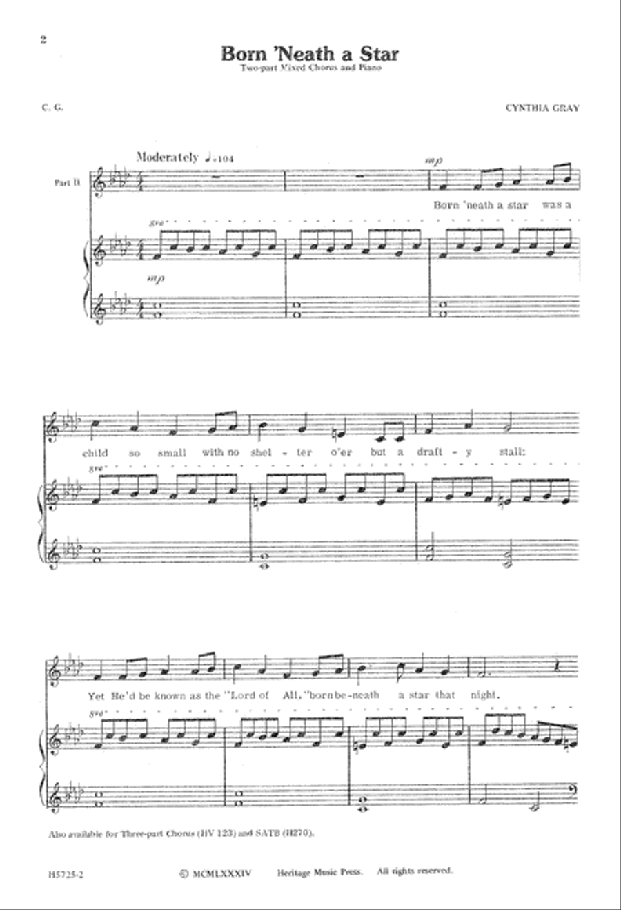 Born 'Neath a Star - 2-part 2-Part scores gallery preview page 3