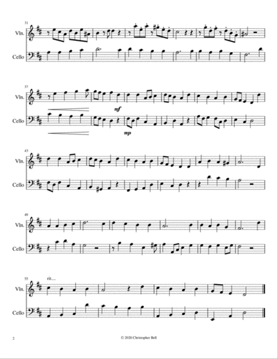 A Mighty Fortress Is Our God - Violin/Cello Duet String Duet scores gallery preview page 2