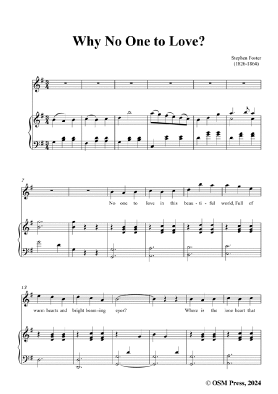 S. Foster-Why No One to Love?,in G Major Voice scores gallery preview page 3