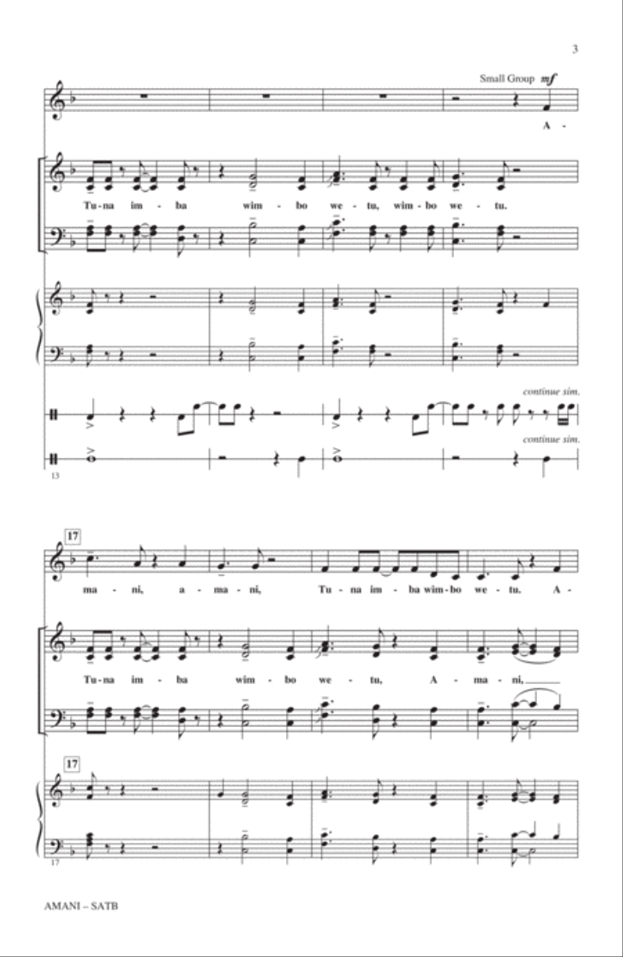 Amani (Peace) 4-Part scores gallery preview page 2