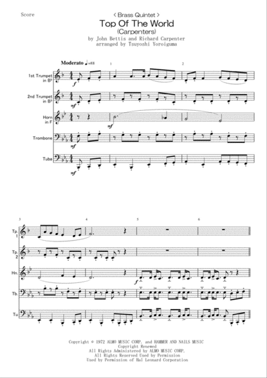 Top Of The World Brass Ensemble scores gallery preview page 1