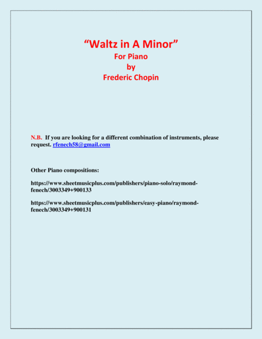Waltz in A Minor (Chopin) - Piano - Chamber music image number null
