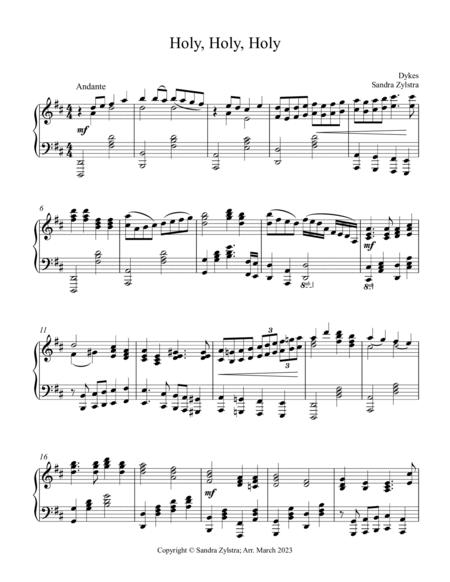 Holy, Holy, Holy (late intermediate piano solo) image number null
