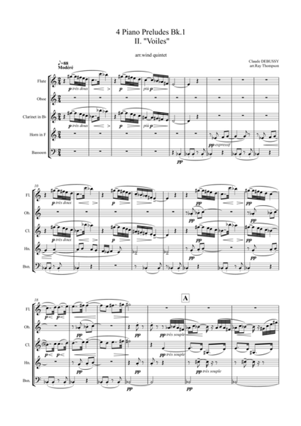 Debussy: Four Piano Preludes from Bk.1 - wind quintet image number null