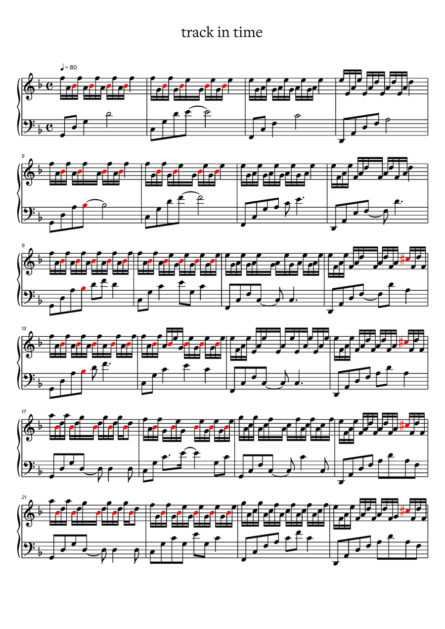track in time Piano Solo scores gallery preview page 1