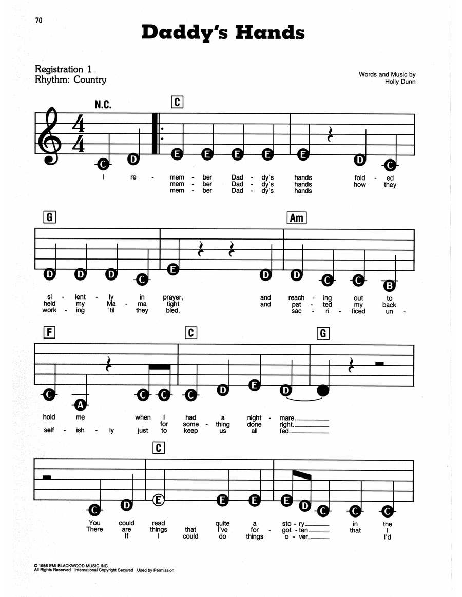 Daddy's Hands Easy Piano scores gallery preview page 1