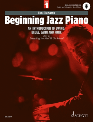 Book cover for Beginning Jazz Piano: An Introduction to Swing, Blues, Latin, and Funk