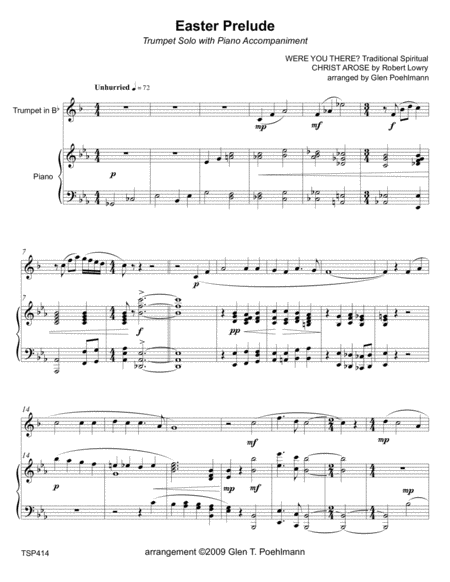 EASTER PRELUDE medley - TRUMPET SOLO with Piano Accompaniment image number null