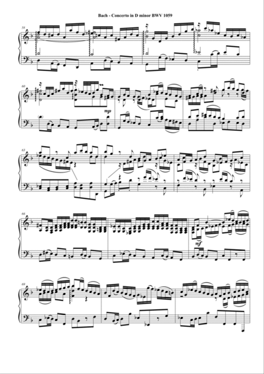 J.S.Bach - Oboe concerto in D minor BWV1059 - Complete piano version Piano Solo scores gallery preview page 5