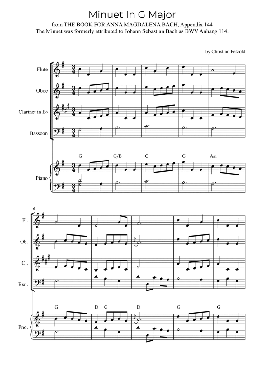 Minuet In G Major (with piano and chords) image number null