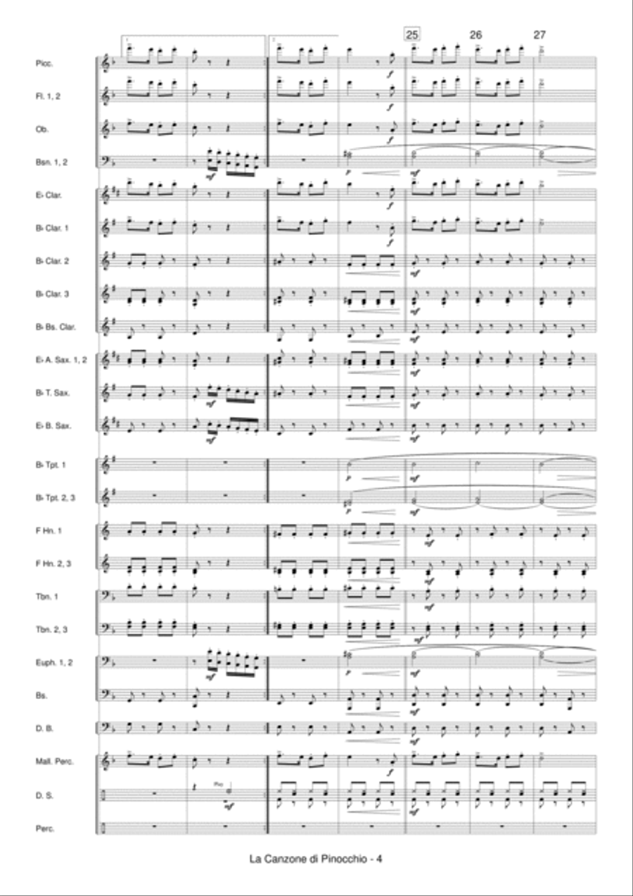 La Canzone Di Pinocchio Concert Band scores gallery preview page 6