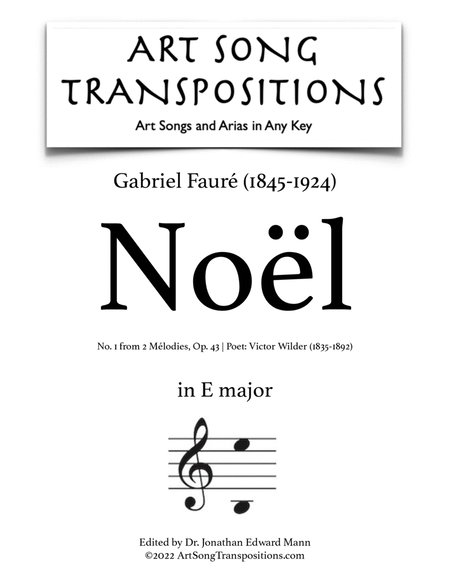 FAURÉ: Noël, Op. 43 no. 1 (transposed to E major)
