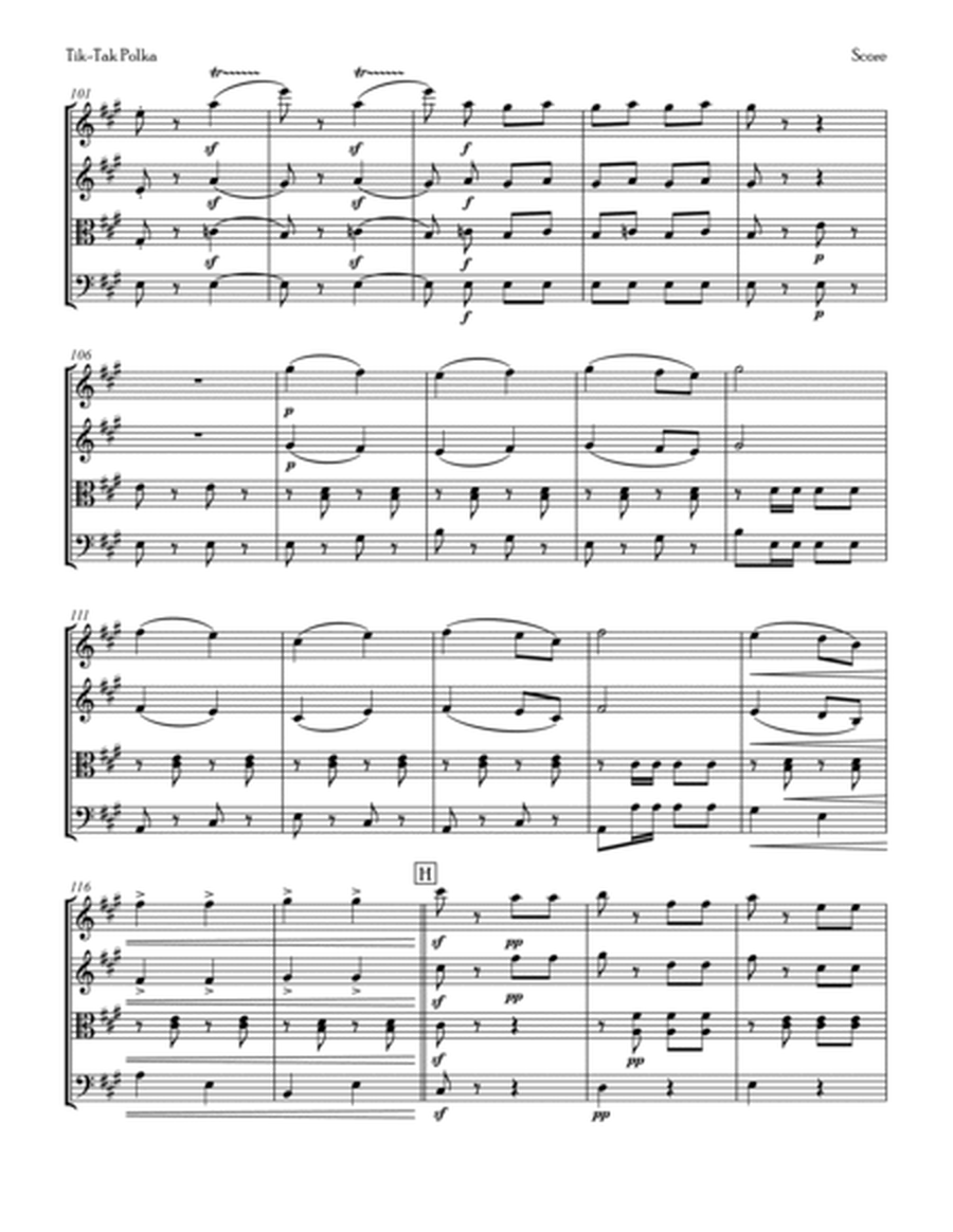 Tik-Tak Polka op. 356 from Die Fledermaus - for String Quartet image number null