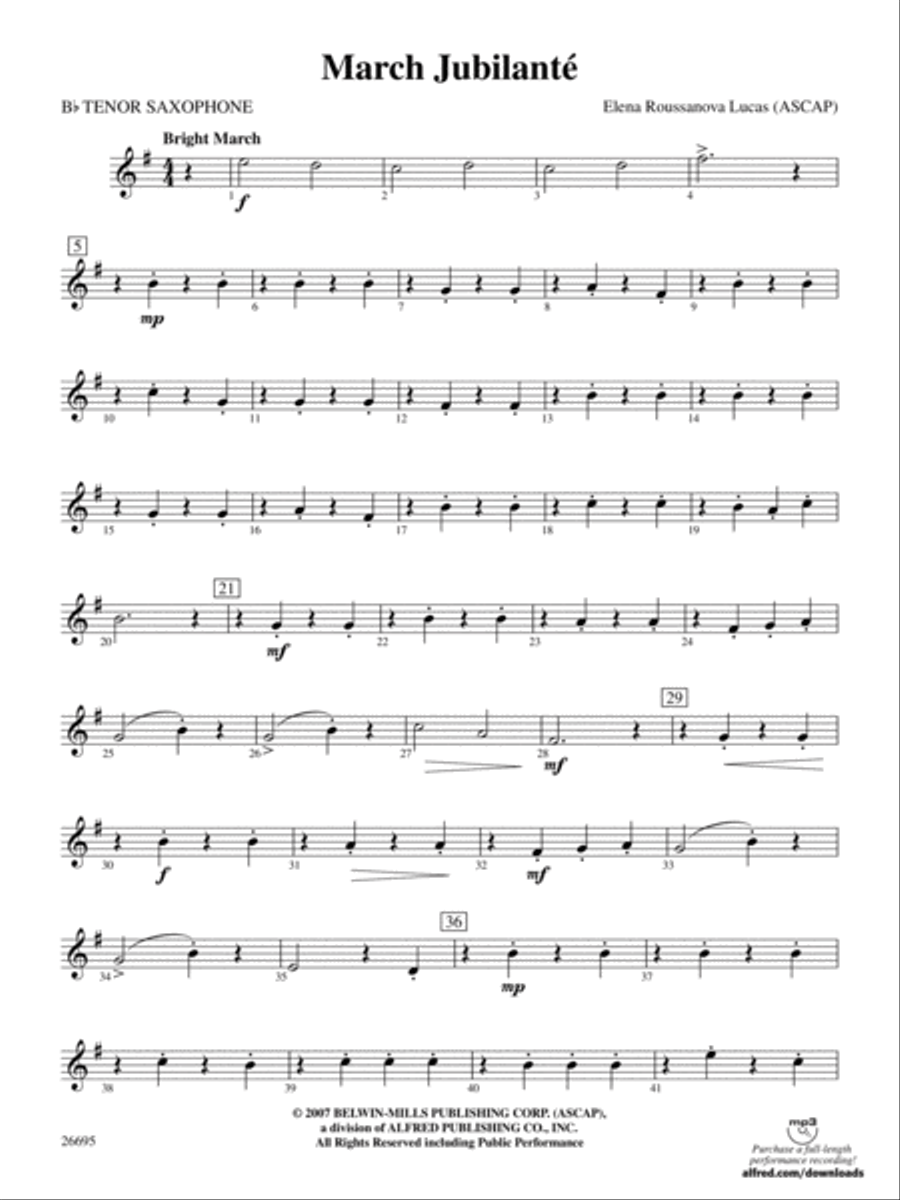 March Jubilante: B-flat Tenor Saxophone Concert Band scores gallery preview page 1