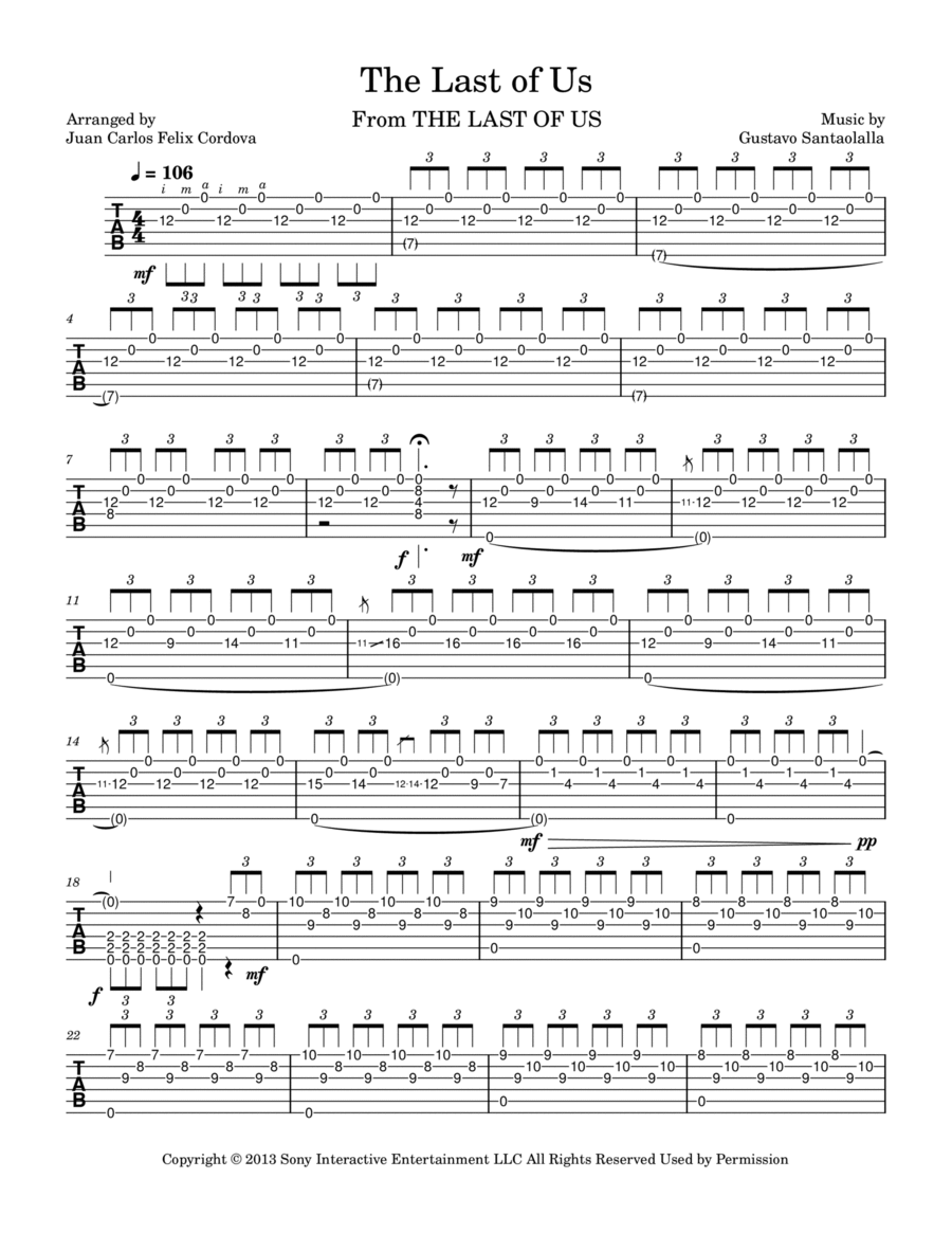 The Last Of Us Guitar Tablature scores gallery preview page 1