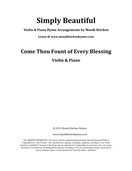 Come Thou Fount of Every Blessing (Violin & Piano)