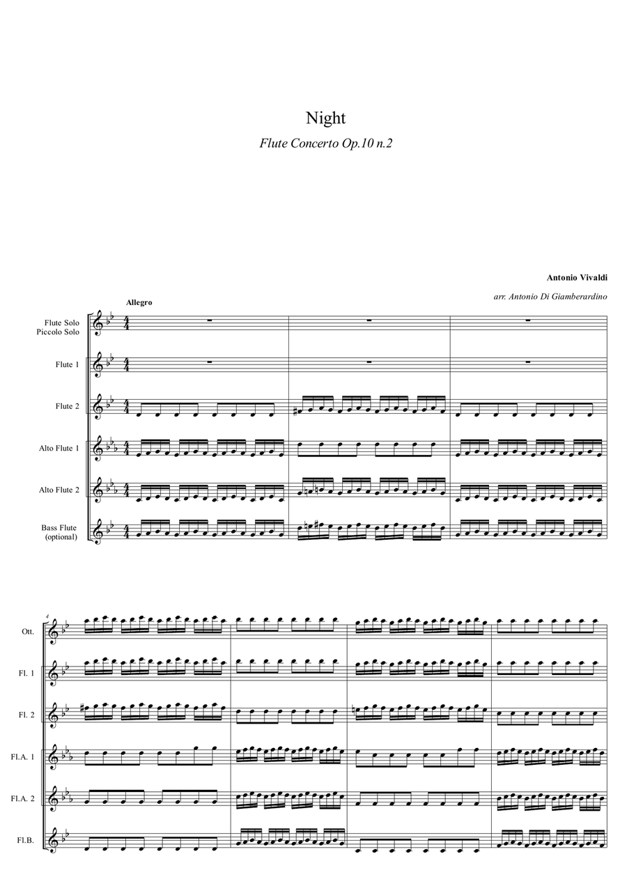 Flute Concerto n. 2 in G minor 'La Notte' - Flute Choir Flute Choir scores gallery preview page 3