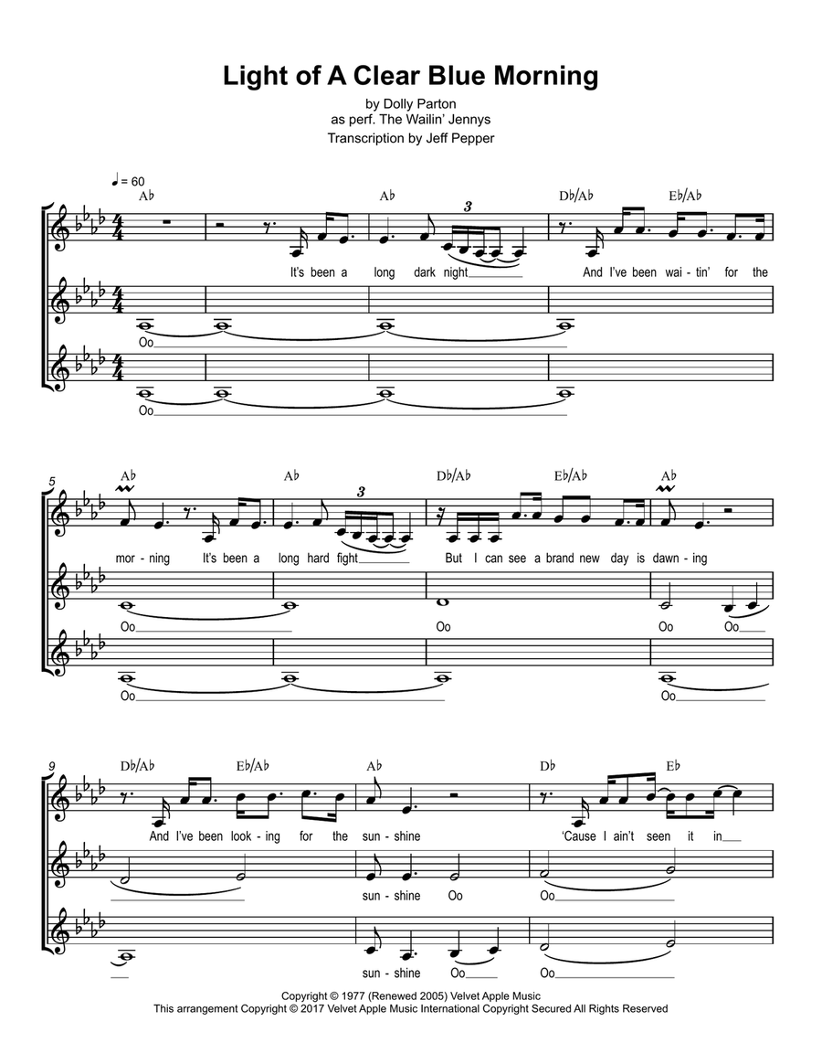 Light Of A Clear Blue Morning 3-Part scores gallery preview page 1