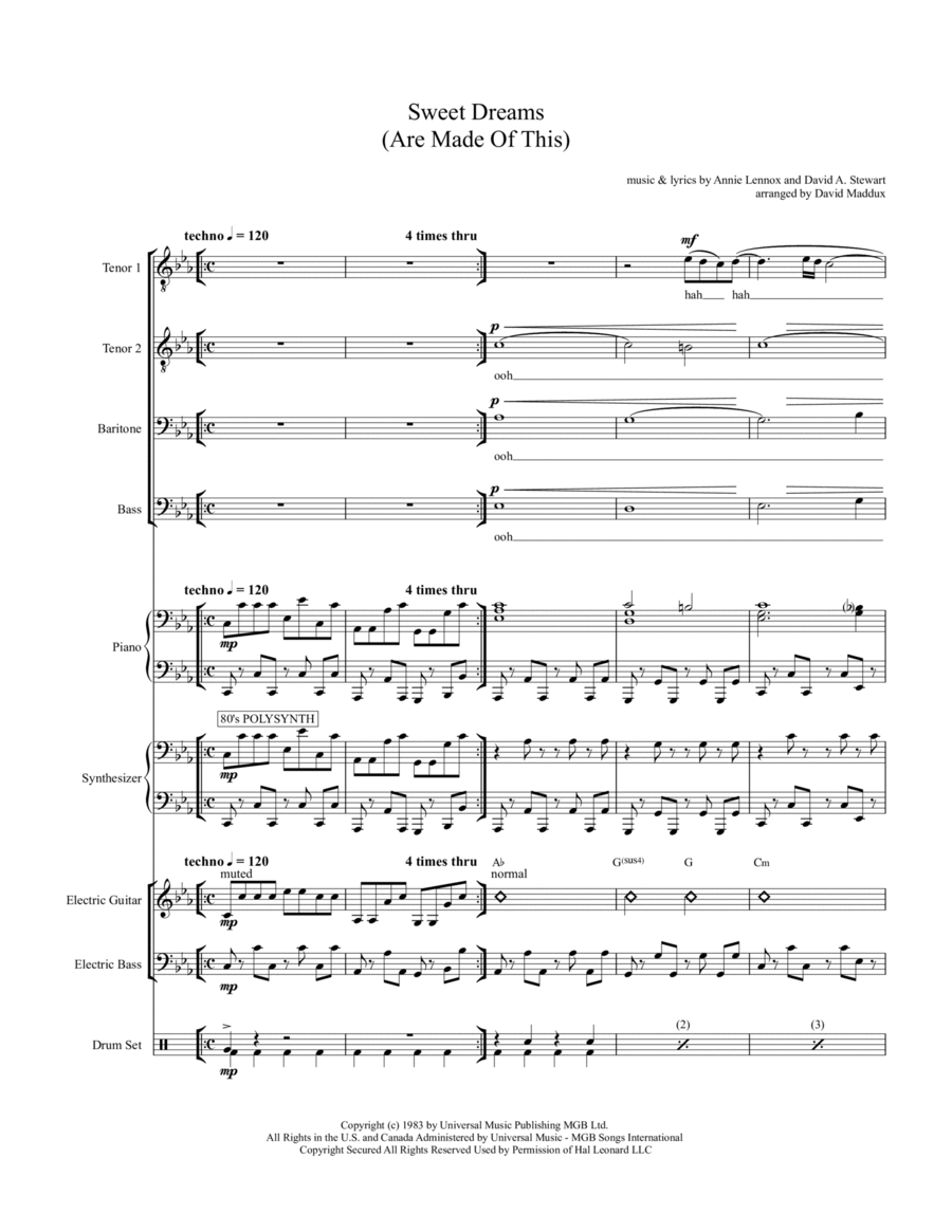 Sweet Dreams (are Made Of This) Small Ensemble scores gallery preview page 1