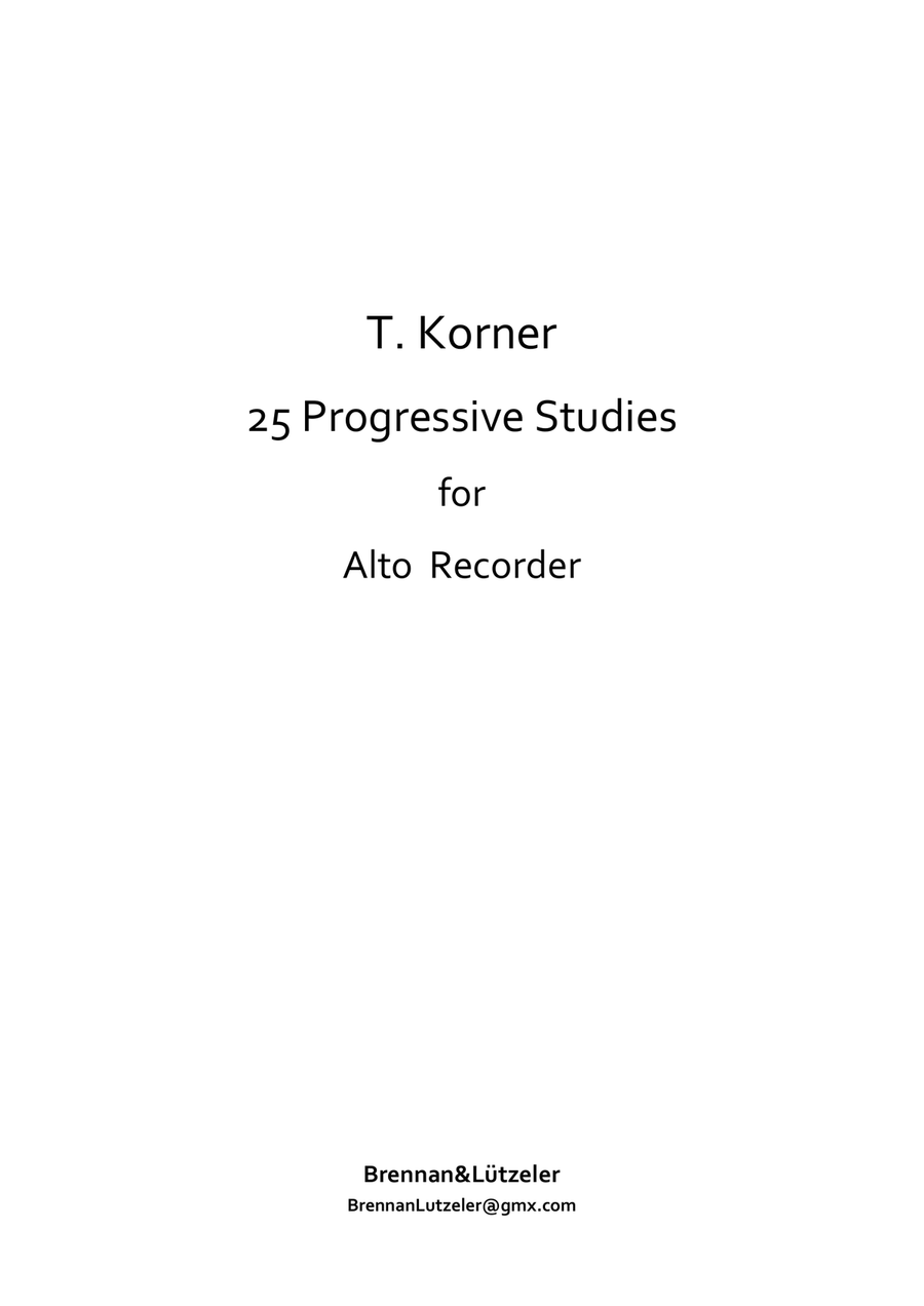 25 Progressive Studies For Treble/Alto Recorder (treble clef)