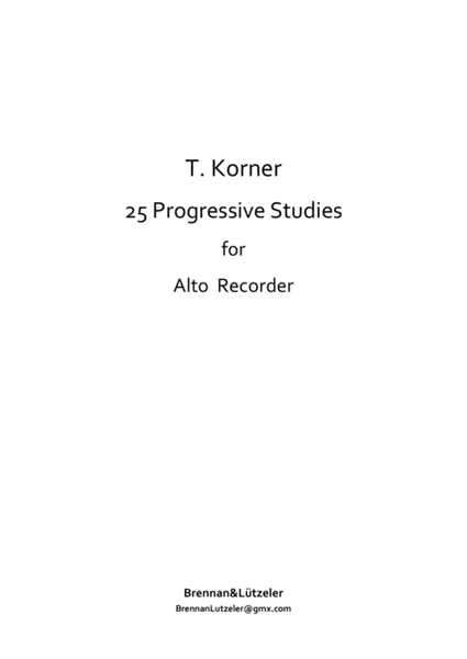25 Progressive Studies For Treble/Alto Recorder (treble clef)